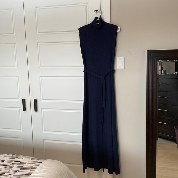 Kersh Dresses & Skirts - Kersh navy blue long cotton/ spandex blend dress with belt size M PTP16 length57